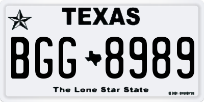 TX license plate BGG8989