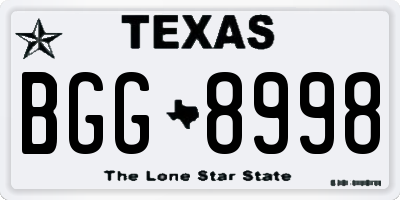 TX license plate BGG8998