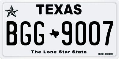TX license plate BGG9007