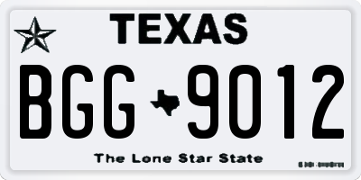 TX license plate BGG9012