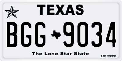 TX license plate BGG9034