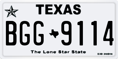 TX license plate BGG9114