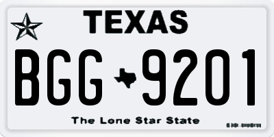 TX license plate BGG9201