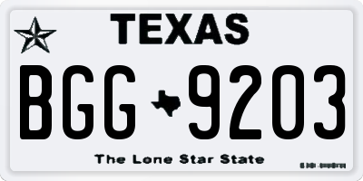 TX license plate BGG9203