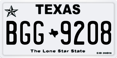 TX license plate BGG9208