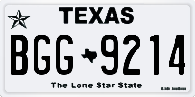 TX license plate BGG9214
