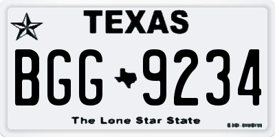 TX license plate BGG9234