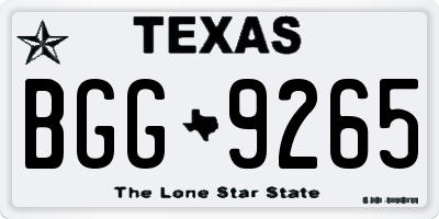TX license plate BGG9265