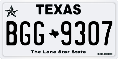 TX license plate BGG9307
