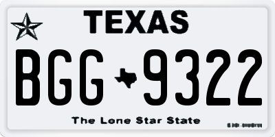 TX license plate BGG9322
