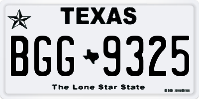 TX license plate BGG9325