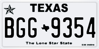 TX license plate BGG9354