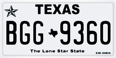 TX license plate BGG9360