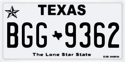 TX license plate BGG9362