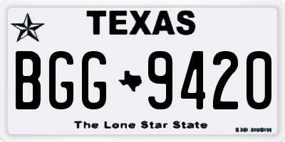 TX license plate BGG9420