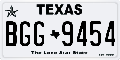 TX license plate BGG9454