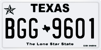 TX license plate BGG9601