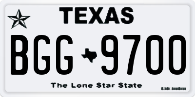 TX license plate BGG9700