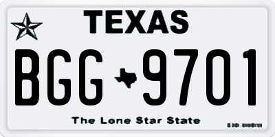 TX license plate BGG9701