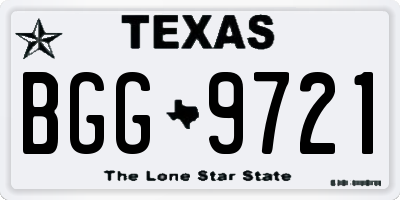TX license plate BGG9721