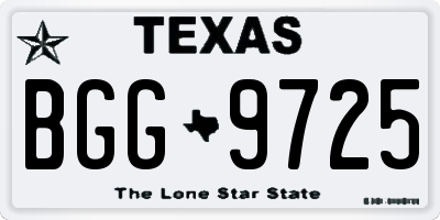 TX license plate BGG9725