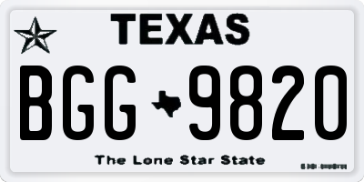 TX license plate BGG9820