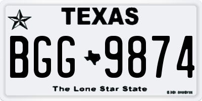 TX license plate BGG9874