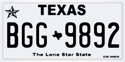 TX license plate BGG9892