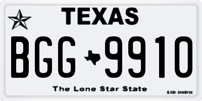 TX license plate BGG9910