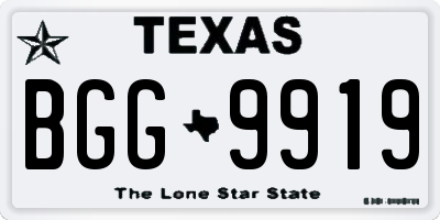 TX license plate BGG9919