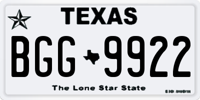 TX license plate BGG9922