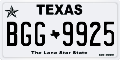 TX license plate BGG9925