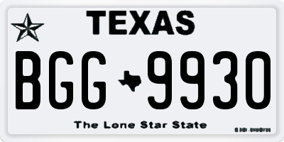TX license plate BGG9930
