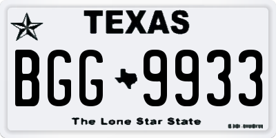 TX license plate BGG9933