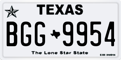 TX license plate BGG9954