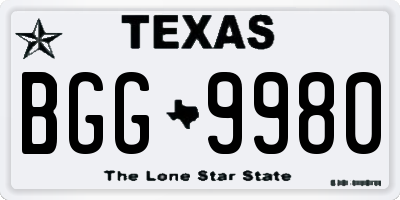 TX license plate BGG9980