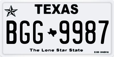 TX license plate BGG9987