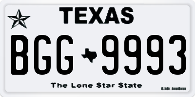 TX license plate BGG9993