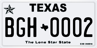 TX license plate BGH0002