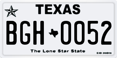 TX license plate BGH0052