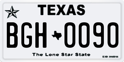 TX license plate BGH0090