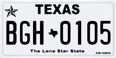 TX license plate BGH0105