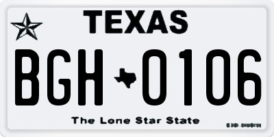 TX license plate BGH0106