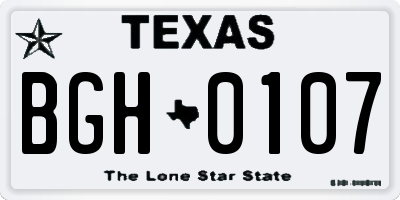 TX license plate BGH0107