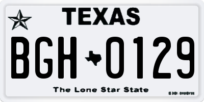 TX license plate BGH0129