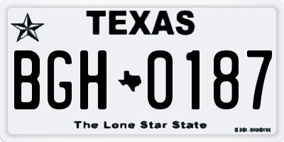 TX license plate BGH0187