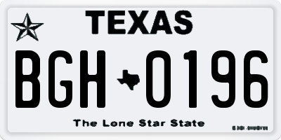 TX license plate BGH0196