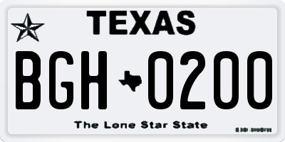 TX license plate BGH0200