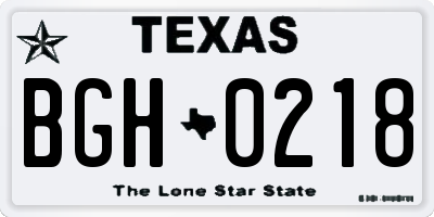 TX license plate BGH0218