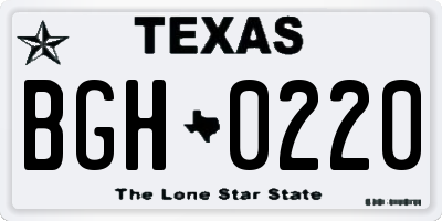 TX license plate BGH0220